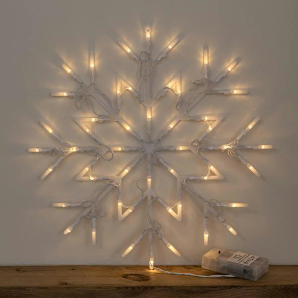 Samuel Alexander 34cm Battery Operated Light up Christmas Snowflake with Warm White LEDs