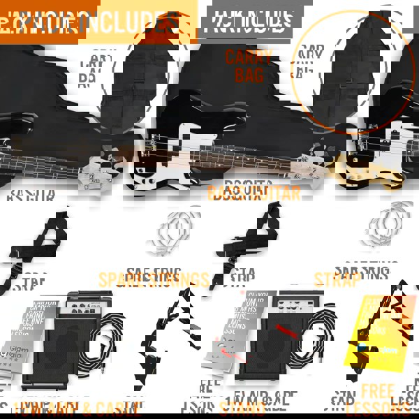 3rd Avenue Rocket Series Electric Bass Guitar Pack Bass Guitars#colour_Black