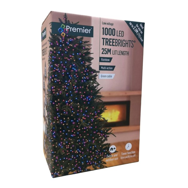 Samuel Alexander 1000 LED 25m Indoor Outdoor Christmas Multi Function Mains Operated String Lights with Timer in Rainbow