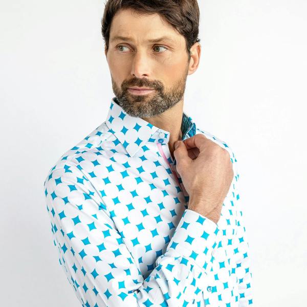 CURVED DIAMONDS PRINT SHIRT - Premium Men's Patterned Shirt by Claudio Lugli | Bold Design, Tailored Fit, Best Printed Shirts