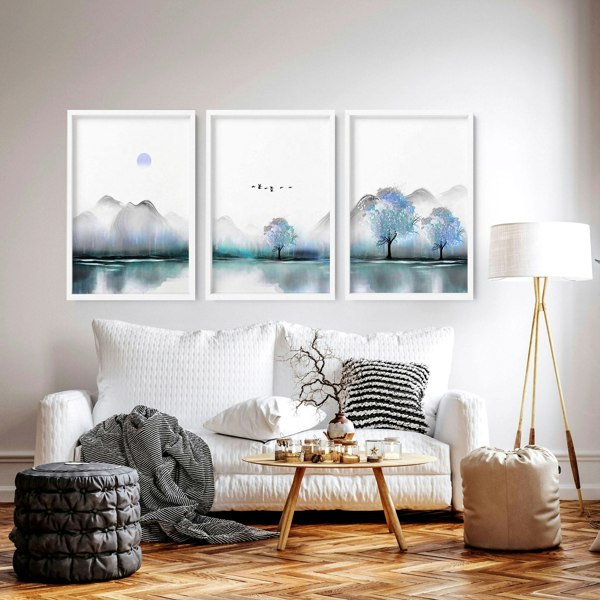 Art for living room walls | set of 3 Zen landscape art prints