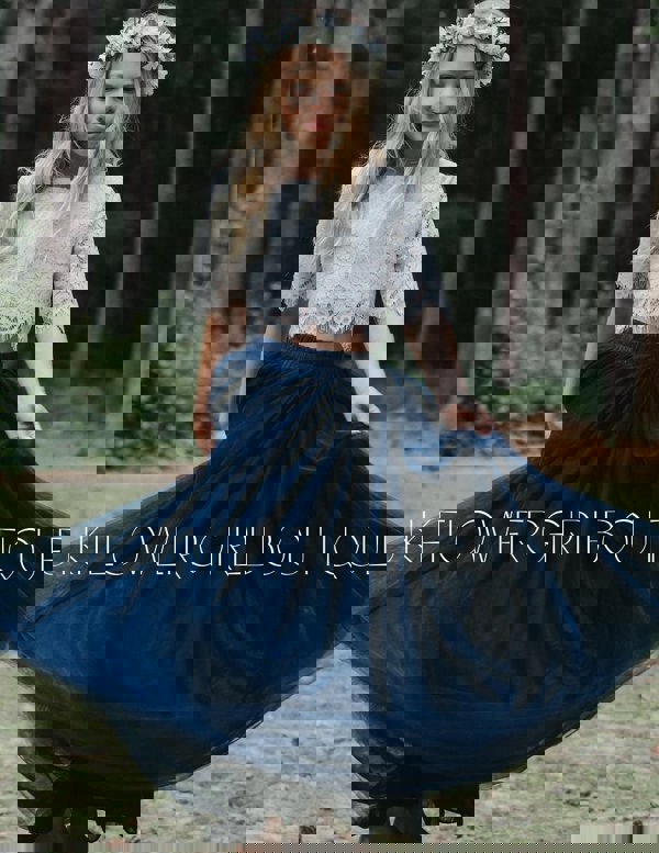 Pretty flower girl in woods