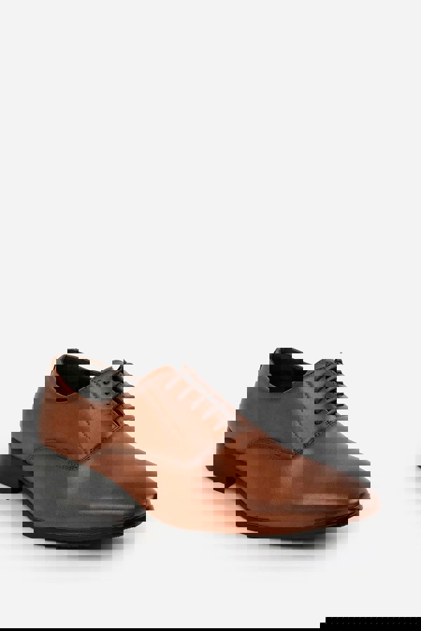 Where's That From NICK OXFORD LACE UP WORK DRESS SHOES IN BROWN FAUX LEATHER