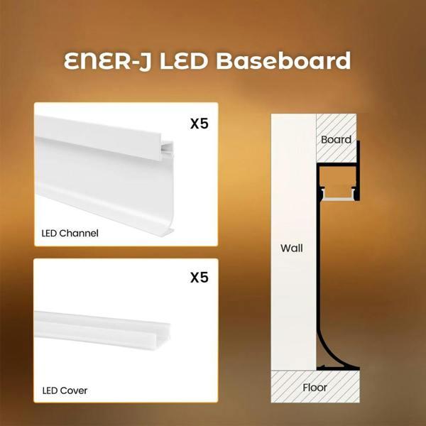 ENER-J LED Skirting Aluminium Profile, White housing, Length: 3 Meters