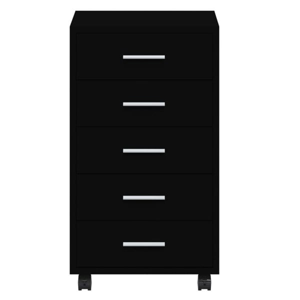 Berkfield Drawer Cabinet with Castors Black Engineered Wood