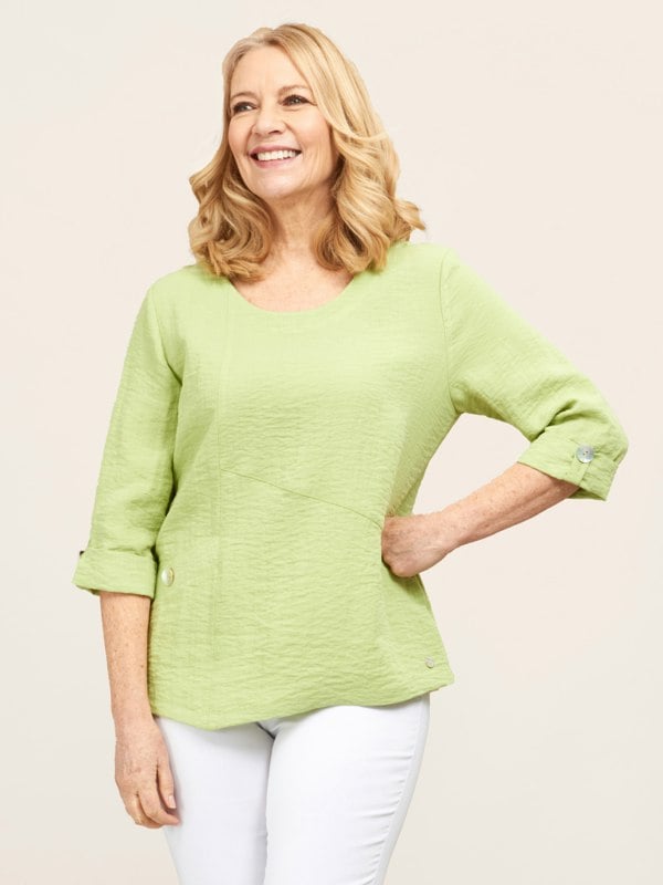 PennyPlain Asymmetric Hem Top - Pistachio