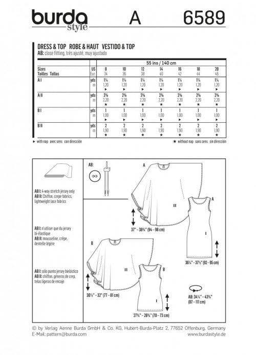 Burda Sewing Pattern 6589 Dresses and Tops For Women, 8 to 20 - Easy