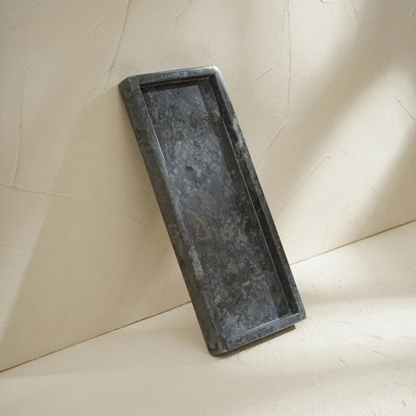 Carrara marble rectangular styling tray genuine stone bathroom