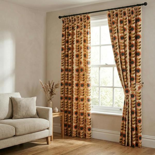 Valetta made-to-measure curtains in Burnt Umber, styled in a living room