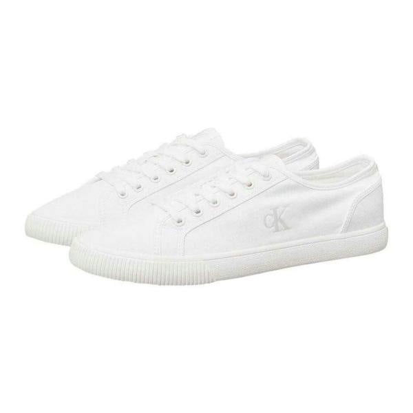 Calvin Klein Mens Ess Vulc Canvas Casual Flat Trainers - Bright White - 