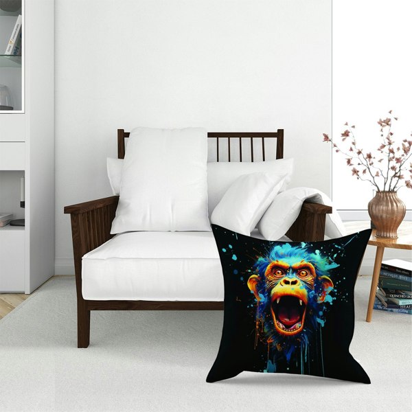 Warren Reed Crazy Monkey Face Splashart Floor Cushion