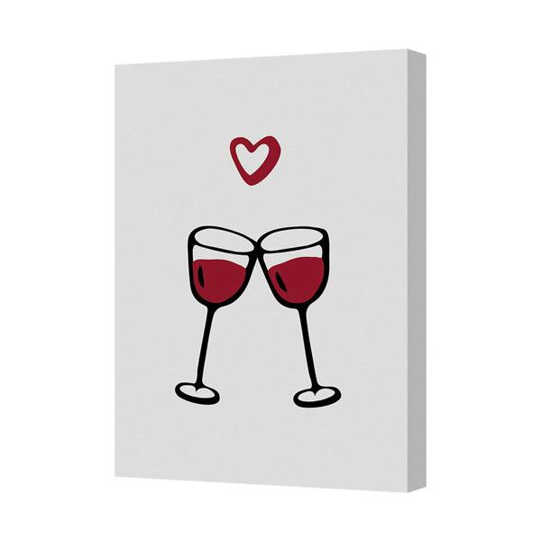 Benjamin Tate Design Romantic Wine Glasses Canvas Art Print With Heart For Home Decor