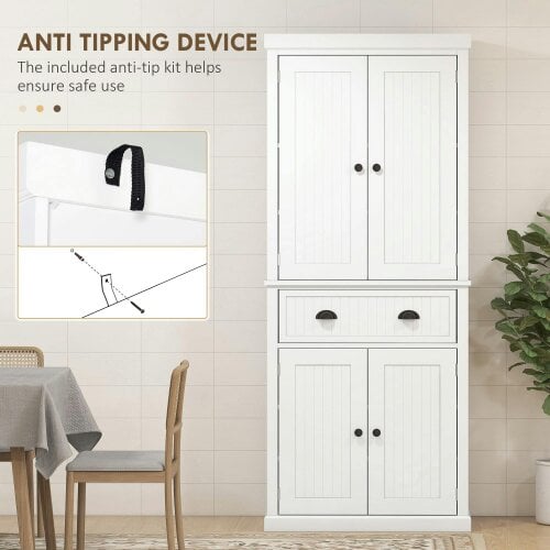 Wyld Haus Ellu Soso Wooden White Kitchen Storage Cabinet With Drawer And Adjustable Shelves