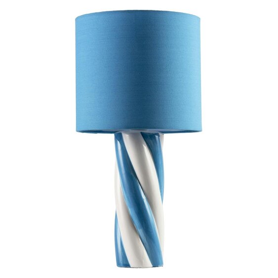 Happy Homewares Modern Spiral Twist Blue and White Table Lamp Ceramic Table Lamp