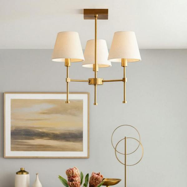 Pagazzi Lighting Taliah 3-Light Antique Brass Semi-Flush Ceiling Light