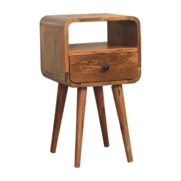 Wyld Haus Trento Mini Oak Mango Wood Curve Open Bedside Table