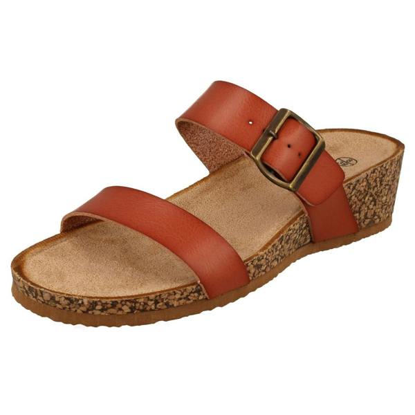 Down to Earth Ladies Down To Earth Mid Wedge Mule Sandals F12087