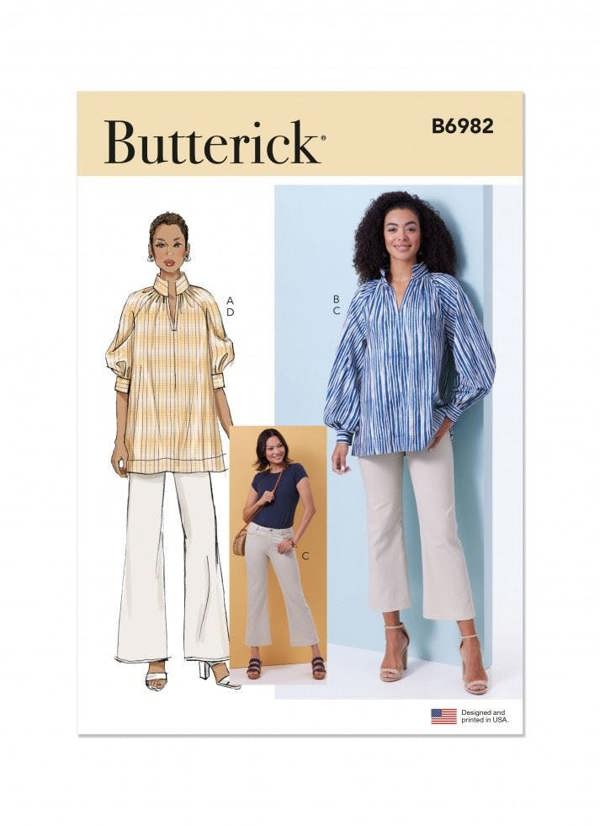 Butterick Sewing Pattern 6982, Tops, Tunics, Trousers for Women, B5 (8-10-12-14-16) - Intermediate