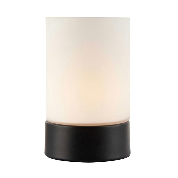 Contemporary Small Matte Black Touch Dimmable Table Lamp with Opal Glass Shade Image 1