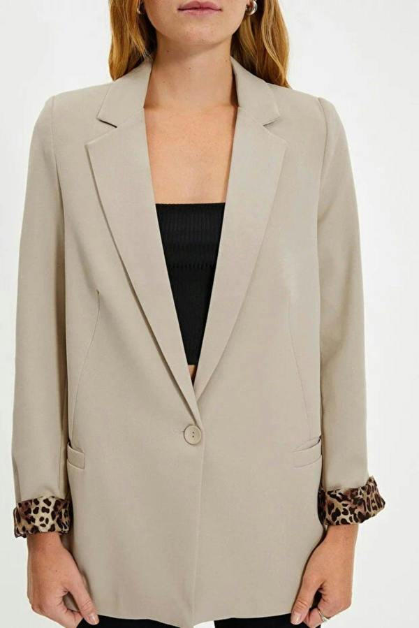 WOVCOR Woven Blazer Jacket with Lining Detail
