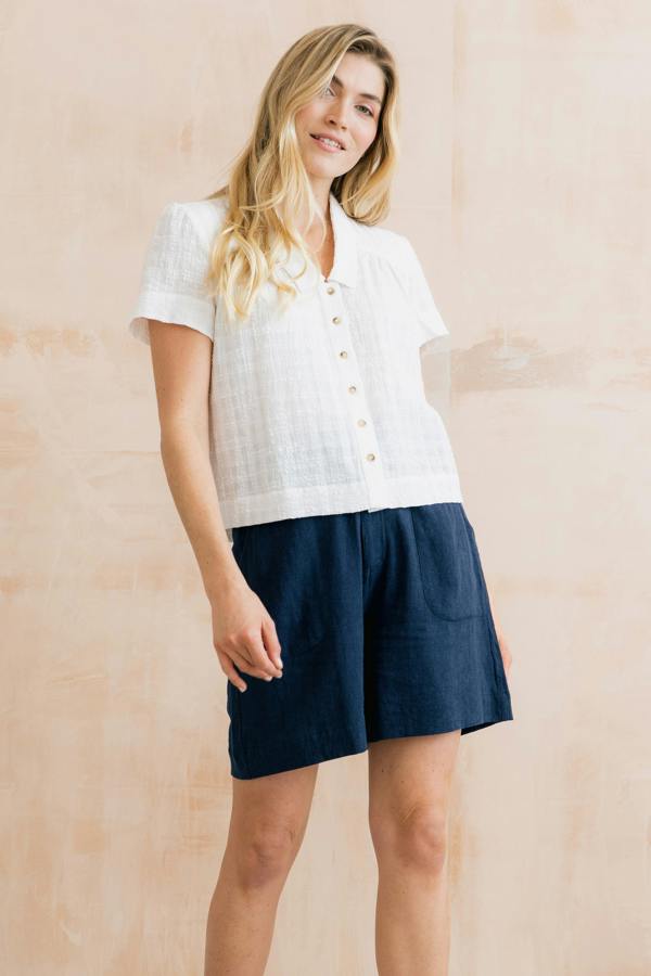 Lily & Me Naomi Linen Blend Belted Shorts