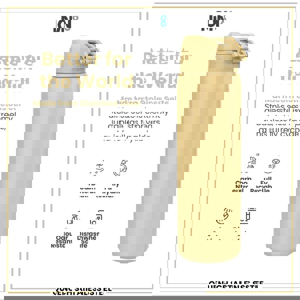 ION8 Leak Proof 1 Litre Water Bottle, Stainless Steel, Desert, 1L