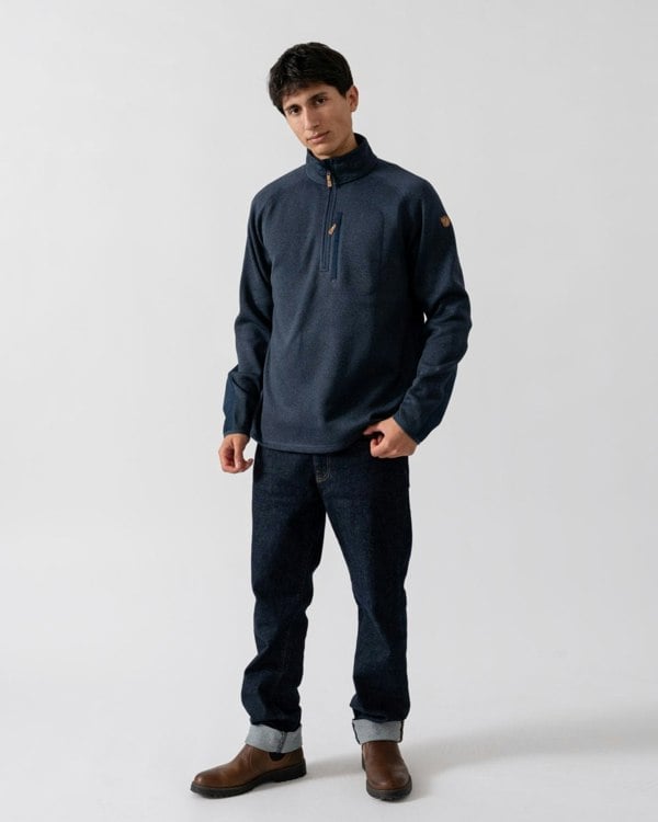 Fjallraven Ovik Mens Half Zip Fleece - Navy 560