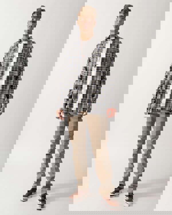 Oliver Sweeney Barnham Mens Long Sleeve Linen Shirt - Navy/Grey Check - CHO - Designer Mens Shirts