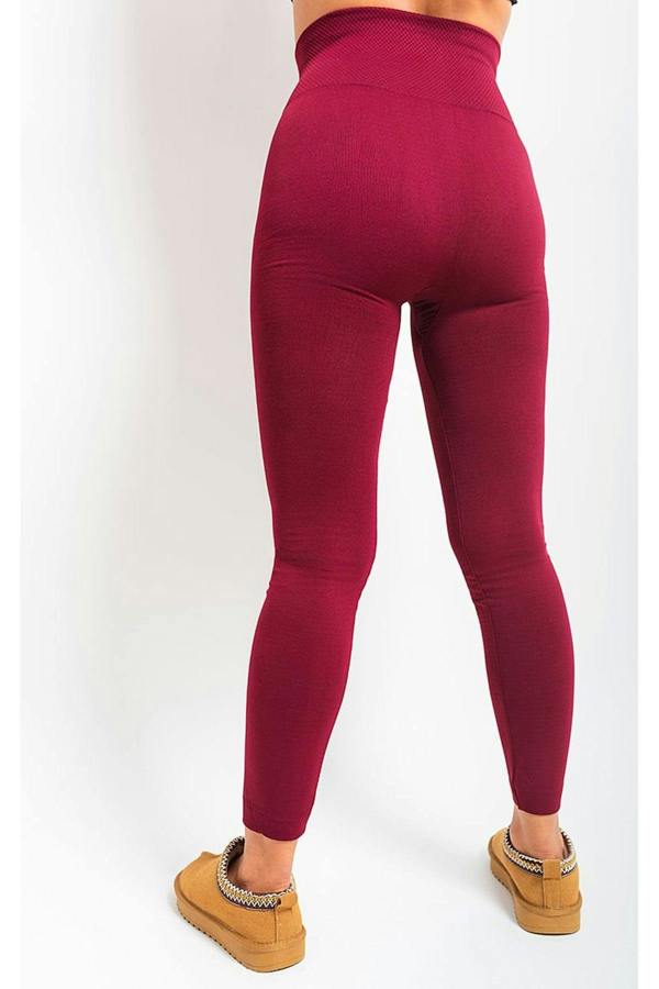 Elaine High Waist Tummy Compression Slimming Leggings - Wine