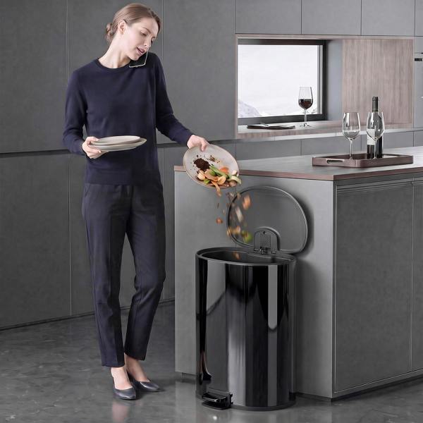 HOMCOM 50L Kitchen Pedal Bin Rubbish Bin with Soft-Close Lid