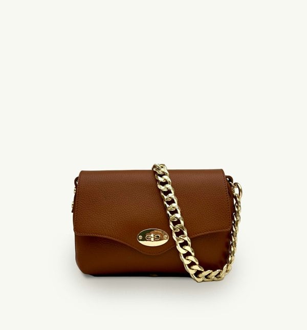 Apatchy London The Maddie Midi Leather Handbag - Tan