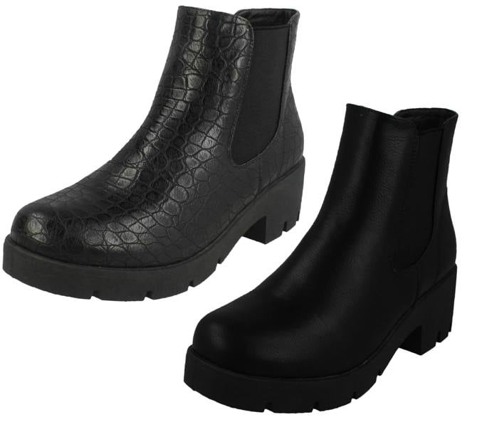 Spot On Ladies Spot On Chunky Ankle Boots F50986