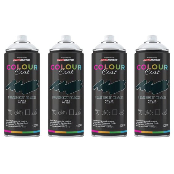 Colour Coat 4X Midnight Black RAL 9005 Gloss Spray Paint 400ml