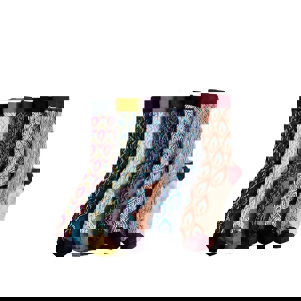 Anyfootwear 5 Pairs Size 5-9 Multicolor Abstract Long Socks Retor Luxury Autumn Winter Peacock Feather Pattern Style With Soken Chaussette Femme