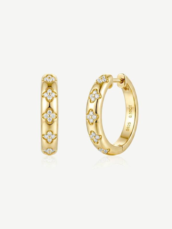 MUCHV Moissanite Hydrangea Hoop Earrings