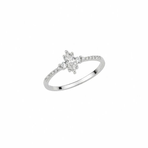 Spero London Marquise Solitaire Sterling Silver Ring - Silver