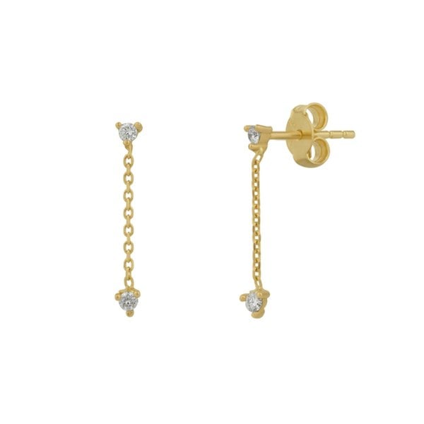 Spero London Fine Double Diamond Drop Earrings 14ct Solid Gold