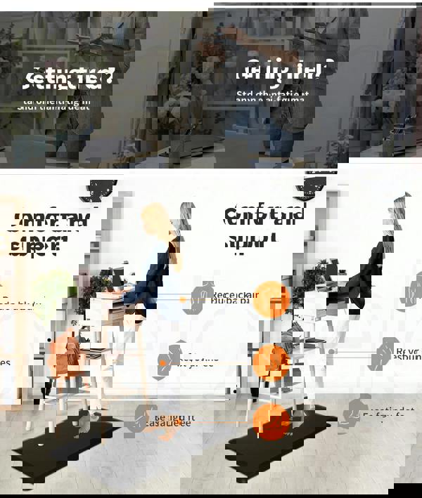 Marlow Anti Fatigue Mat Standing Desk Rug Kitchen Home Office Foam Black 50x80