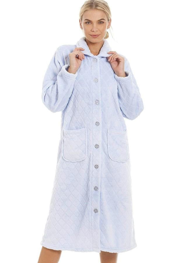 Womens Supersoft Button Front Diamond Print Housecoat