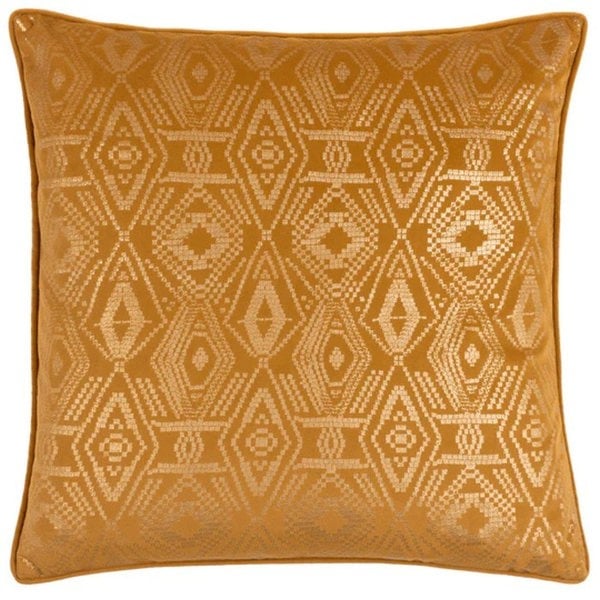 Paoletti Tayanna Velvet Metallic Cushion Cover - Mustard