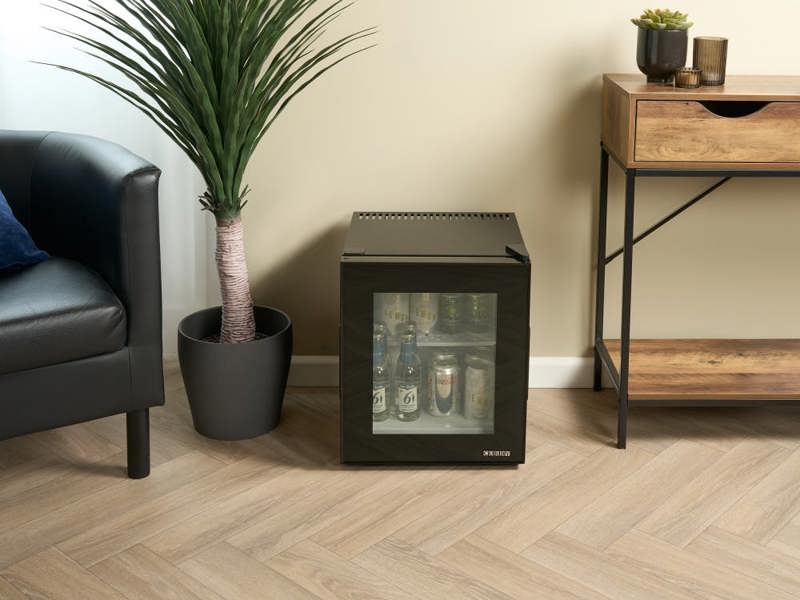 Corby Eton 20L Glass Door Minibar in Black - UK Plug