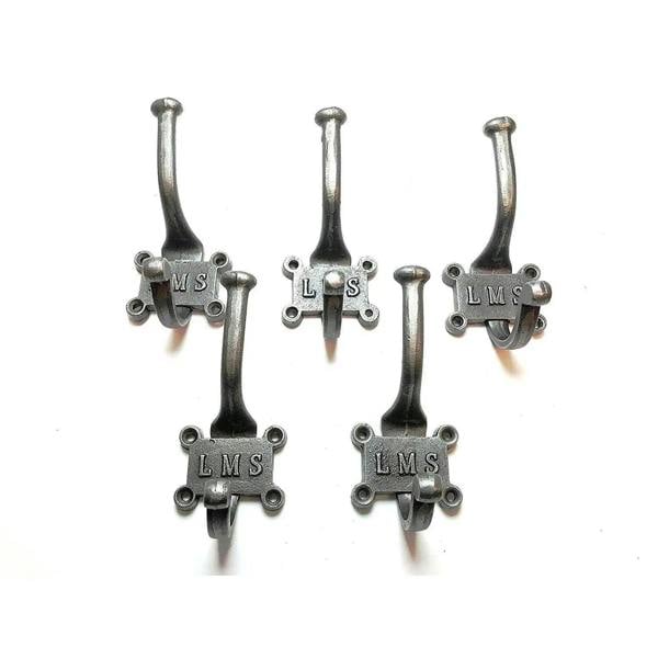 Coat Hook Retro 'LMS' 2 Part Hook 125mm - Pack of 5