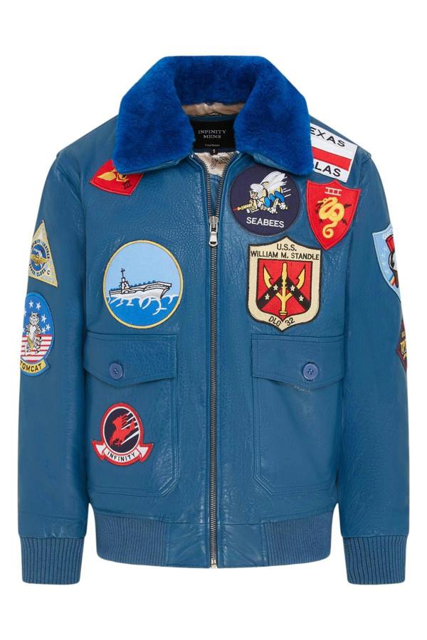 Infinity Leather Mens Top Gun A2 Leather Bomber Jacket-San Diego