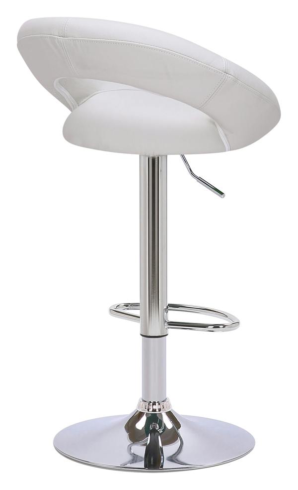 Lamboro Sorrento Real Leather Kitchen and Breakfast Bar Stool, Height Adjustable Swivel Gas Lift, White