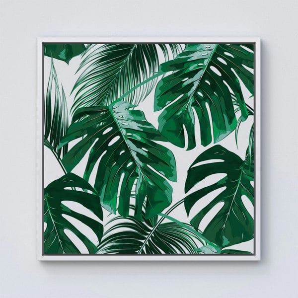 Warren Reed Tropical Jungle Leaf Pattern Framed Canvas