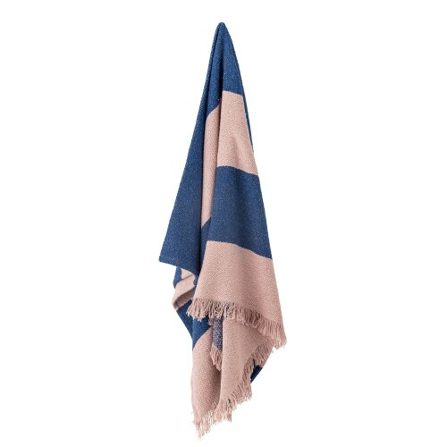 Love Frankie Recycled Cotton Throw Blanket in Rose & Cobalt