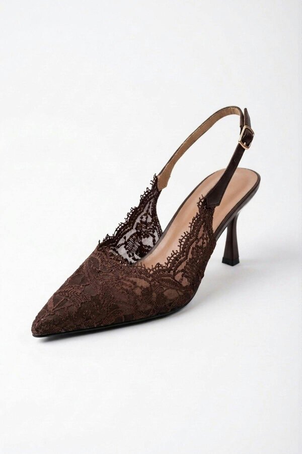 ikrush Odette Floral Lace Pointed Toe Heels