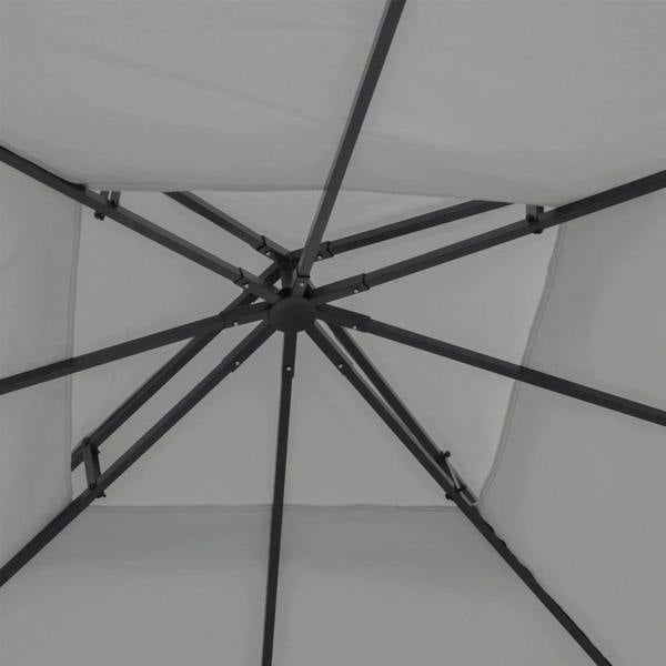 Light grey double-tier gazebo roof cover with metal support braces visible
