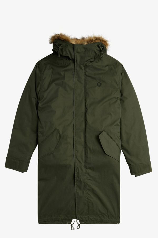 Fred Perry Hooded Parka Jacket - Green