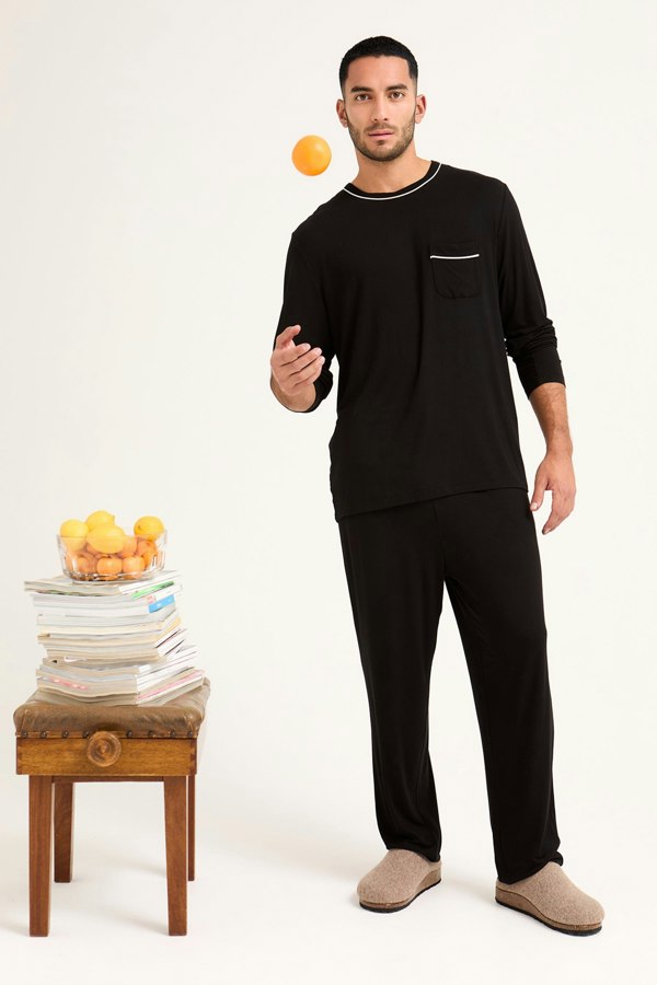 Mister You Bamboo Pyjama Set in Black - Pajamas